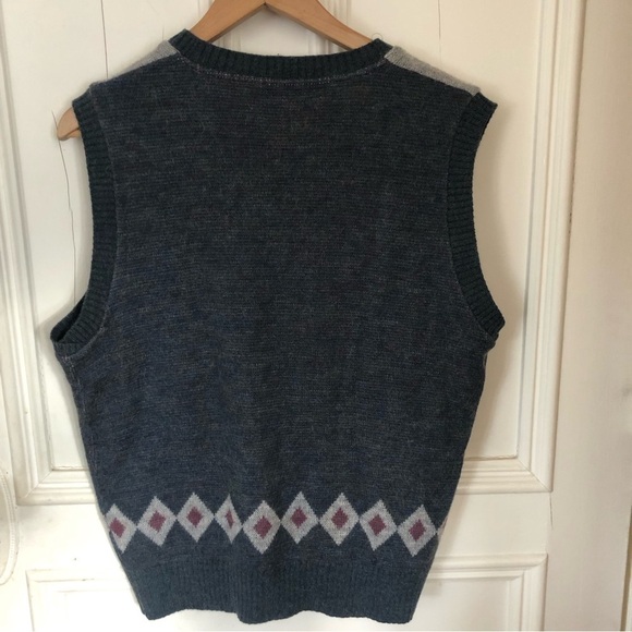 Men’s Wool Mohair Blend Argyle Cozy V-Neck Pullover Knit Vest Small - Picture 6 of 8